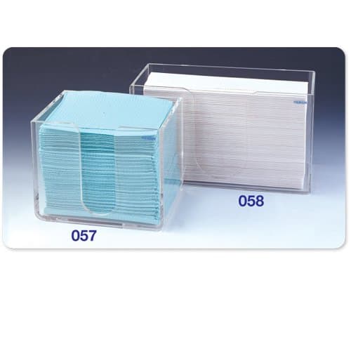 Premium Plus Bib Dispenser, Clear Acrylic, 6.75"W x 6.5"H x 5"D - Premium Plus Bib Dispenser - Clear Acrylic, 6.75"W x 6.5"H x 5"D. Sturdy - Image 1