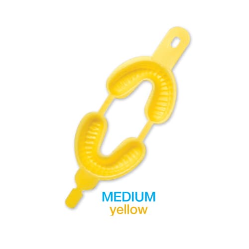 Premium Plus Medium Hinged Dual Arch Fluoride Tray, Yellow Foam, 50/Pk - Premium Plus Medium hinged dual arch fluoride tray 50/pk. Yellow foam - Image 1