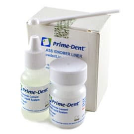Prime-Dent Glass Ionomer Liner Cement Kit, Multi-Purpose, 18g Powder/17.5mL Liquid - Prime-Dent Glass Ionomer Liner Cement Kit. Multi-purpose cement - Image 1