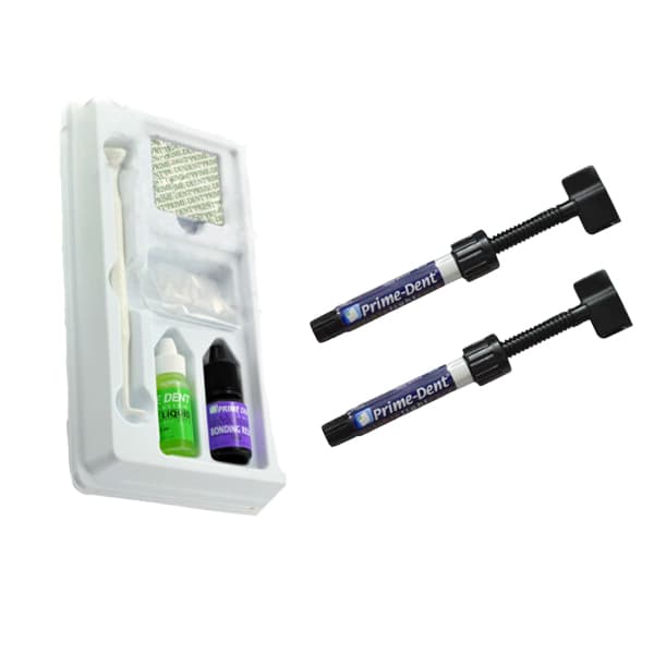 Prime-Dent Hybrid VLC Composite 2 Syringe Kit, 2 x 4.5g Syringes, Shades A2 & A3, with Bonding Adhesive, Etchant Gel, and Tips - Prime-Dent Hybrid VLC Composite 2 - 4.5g Syringe Kit - Image 1