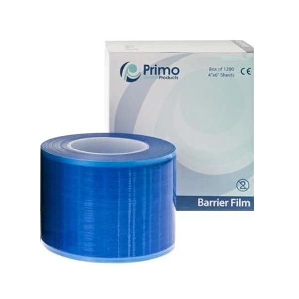 Primo Dental 4" x 6" Barrier Film, Blue, Non-Stick Edges, Roll of 1200 Sheets - Primo 4" x 6" Barrier Film, Blue. Roll of 1200 Sheets. Non-stick edges - Image 1