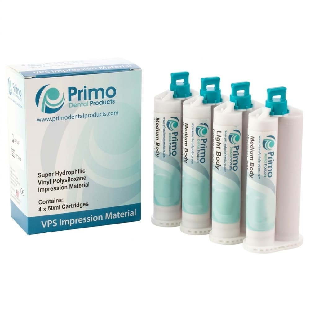 Primo Medium Body VPS Impression Material, Fast Set, 4 x 50 ml Cartridges - Primo Medium Body, VPS Impression Material, Fast Set, 4- 50 ml cartridges - Image 1