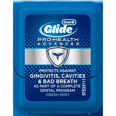 Oral-B Glide Pro-Health Advanced Floss, Fresh Mint, 15m, Patient Sample Pack, 72/Box - Oral-B Glide Pro-Health Advanced Floss, 15 meter floss patient sample pack - Image 1