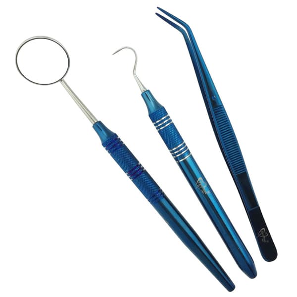 ProDent USA Signature Blue Titanium Exam Set, Includes: 1 College Pliers, 1 Mirror with Handle, 1 Explorer #23 - ProDent USA Signature Blue Titanium Exam Set, Includes: 1 College Pliers, 1 - Image 1