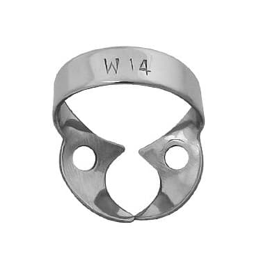 ProDent USA Rubber Dam Clamp #W14, Wingless, Smooth, Stainless Steel, for Upper & Lower Molars - ProDent USA Clamp #W14 for Upper & Lower Molars, Wingless, Smooth. Stainless - Image 1