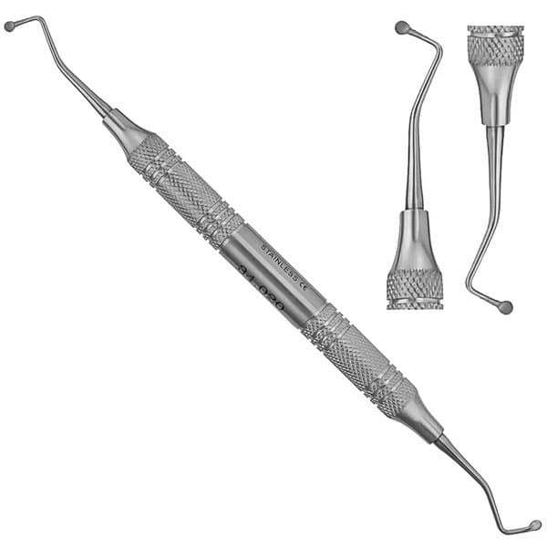 ProDent USA #20 Excavator, Double End, 2.4mm Spoon Ends with Hollow Handle #H4 - ProDent USA #20 Excavator, Double End, 2.4mm Spoon Ends with Hollow Handle #H4 - Image 1
