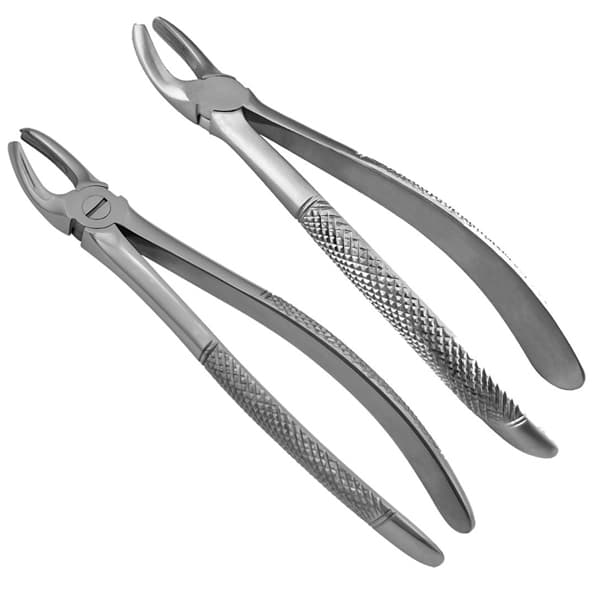 ProDent USA #17E Left & #18E Right Pointed Extraction Forceps, Serrated, English Pattern, Tempered Stainless Steel - ProDent USA #17E Left & #18E Right Pointed Extraction Forceps. Serrated - Image 1