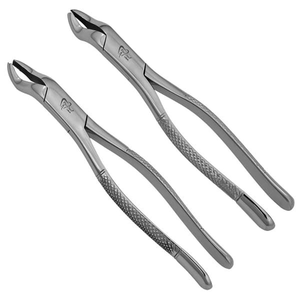 ProDent USA 53L Left & 53R Right Extraction Forceps, Serrated, Pointed Tip, Tempered Stainless Steel - ProDent USA 53L Left & 53R Right Extraction Forceps. Serrated - Image 1