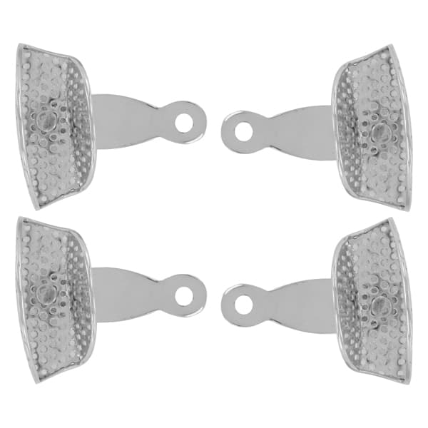 ProDent USA Anterior Perforated Stainless Steel Impression Trays, Set of 4 (2 Upper, 2 Lower) - ProDent USA Set of 4 trays, ANTERIOR, perforated stainless steel impression - Image 1