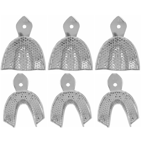 ProDent USA Perforated Stainless Steel Impression Trays, Extra Large, Set of 6 (3 Upper & 3 Lower Full Arch) - ProDent USA Set of 6 trays, EXTRA LARGE, perforated stainless steel impression - Image 1