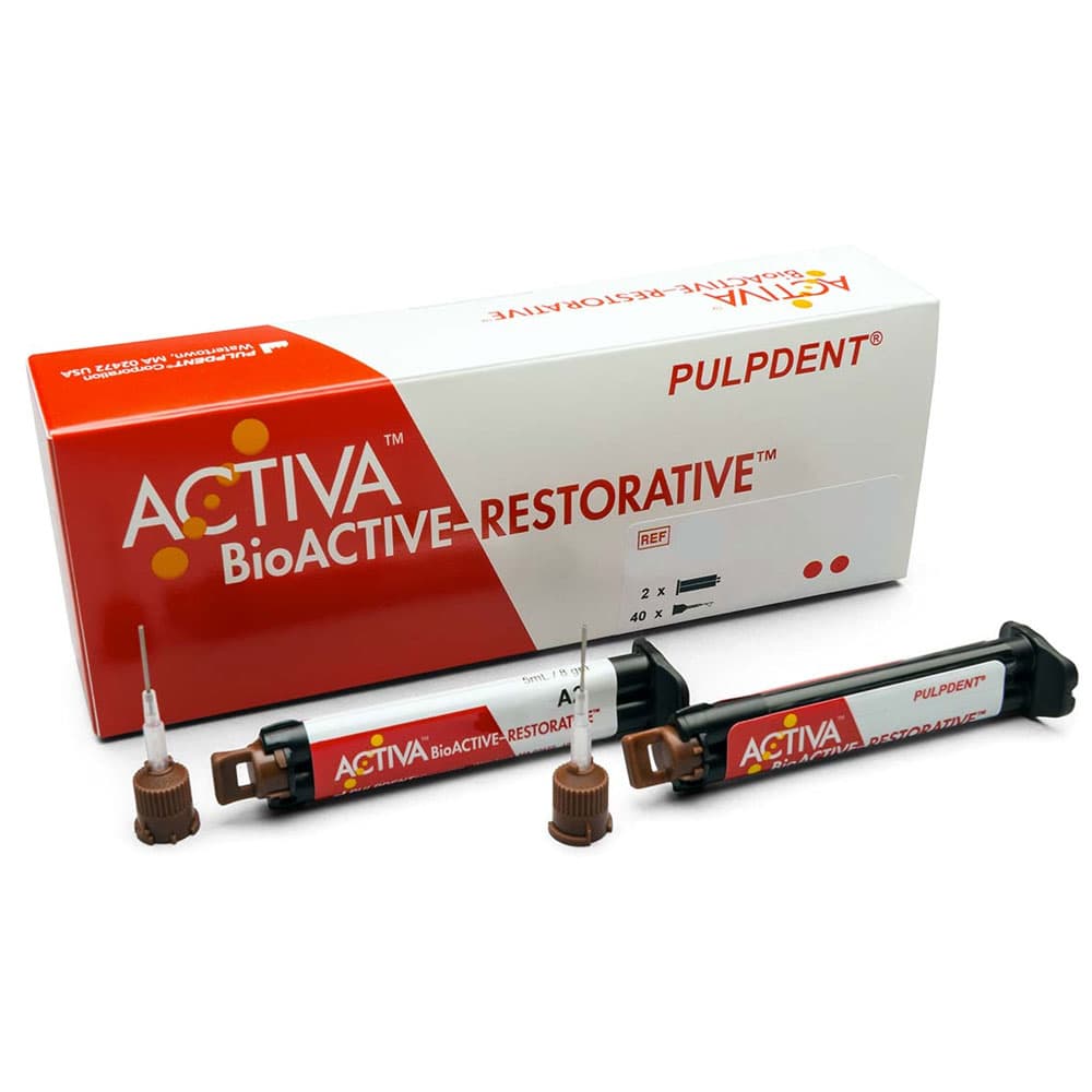 Pulpdent Activa Bioactive Restorative A3 Value Refill, 2 x 5ml/8g Syringes + 40 Automix Tips with Bendable 20-Gauge Metal Cannula - Activa Bioactive Restorative A3 Value Refill: 2 x 5ml/8g Syringe + 40 Automix Tips with Bendable 20-Gauge Metal Cannula - Image 1