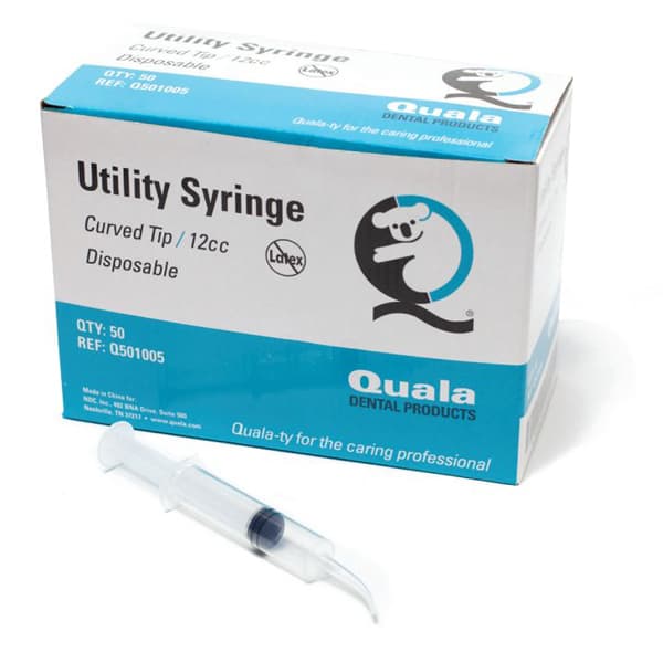 Quala Curved Tip Utility Syringe, Disposable, 12cc, 50/Box - Quala Curved Tip Utility Syringe, Disposable, 12cc, 50/Box - Image 1