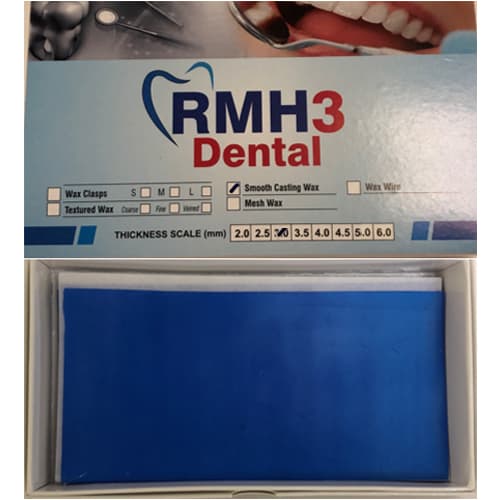 RMH3 Dental Casting Wax Sheets, Smooth Blue, 0.3mm, 14.5x7.5cm, 10/Box - RMH3 Dental Casting Wax Sheets Smooth Blue 0.3mm, 14.5x7.5cm 10/Box - Image 1