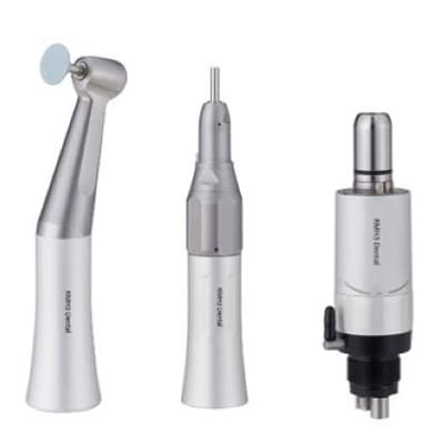 RMH3 Dental FX-L Low Speed 20K Handpiece & Air Motor 3-Piece Set (4-Hole/E-Type, External Water, Chrome Coated) - RMH3 Dental FX-L 20K Handpiece & Air Motor Set - Image 1