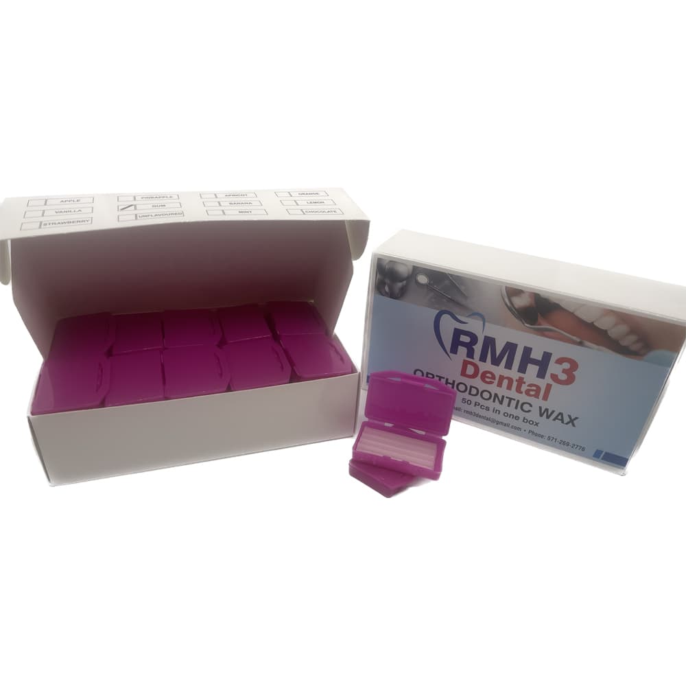 RMH3 Dental Orthodontic Wax, Gum Scented, 50 Strips per Box (5 Strips per Pack) - RMH3 Dental Orthodontic Wax Gum Scented 50 x 5 Stripes/Bx - Image 1