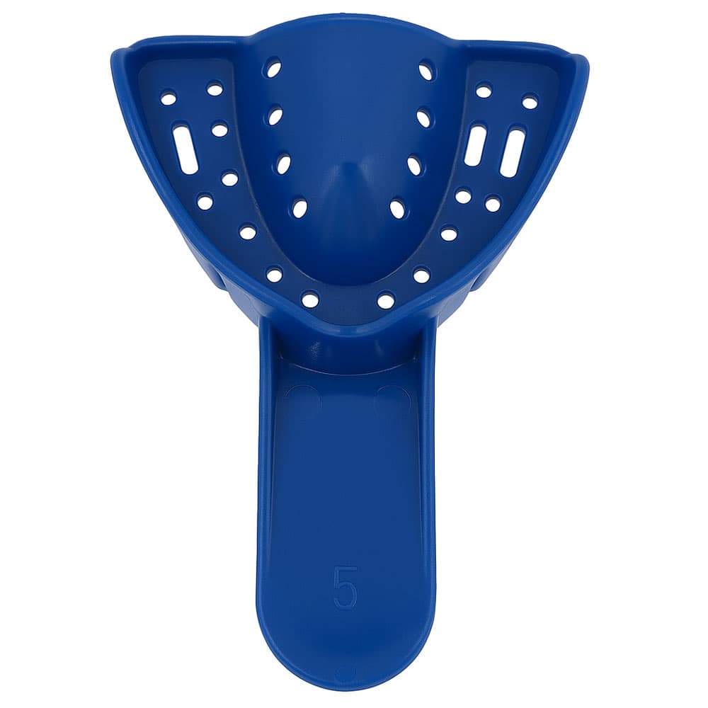 RMH3 Dental #5 Disposable Small Perforated Plastic Impression Tray, Upper Full-Arch, Dark Blue, 12/Pk - RMH3 Dental #5 Disposable Small Perforated Plastic Impression Tray, Upper Full-Arch, 12/Pk - Image 1