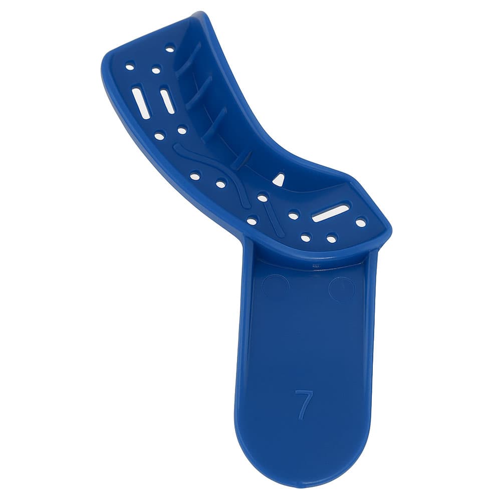 RMH3 Dental #7 Disposable Perforated Plastic Impression Tray, Upper Right/Lower Left, Dark Blue, 12/Pk - RMH3 Dental #7 Disposable Perforated Plastic Impression Tray, Upper Right/Lower Left, 12/Pk - Image 1