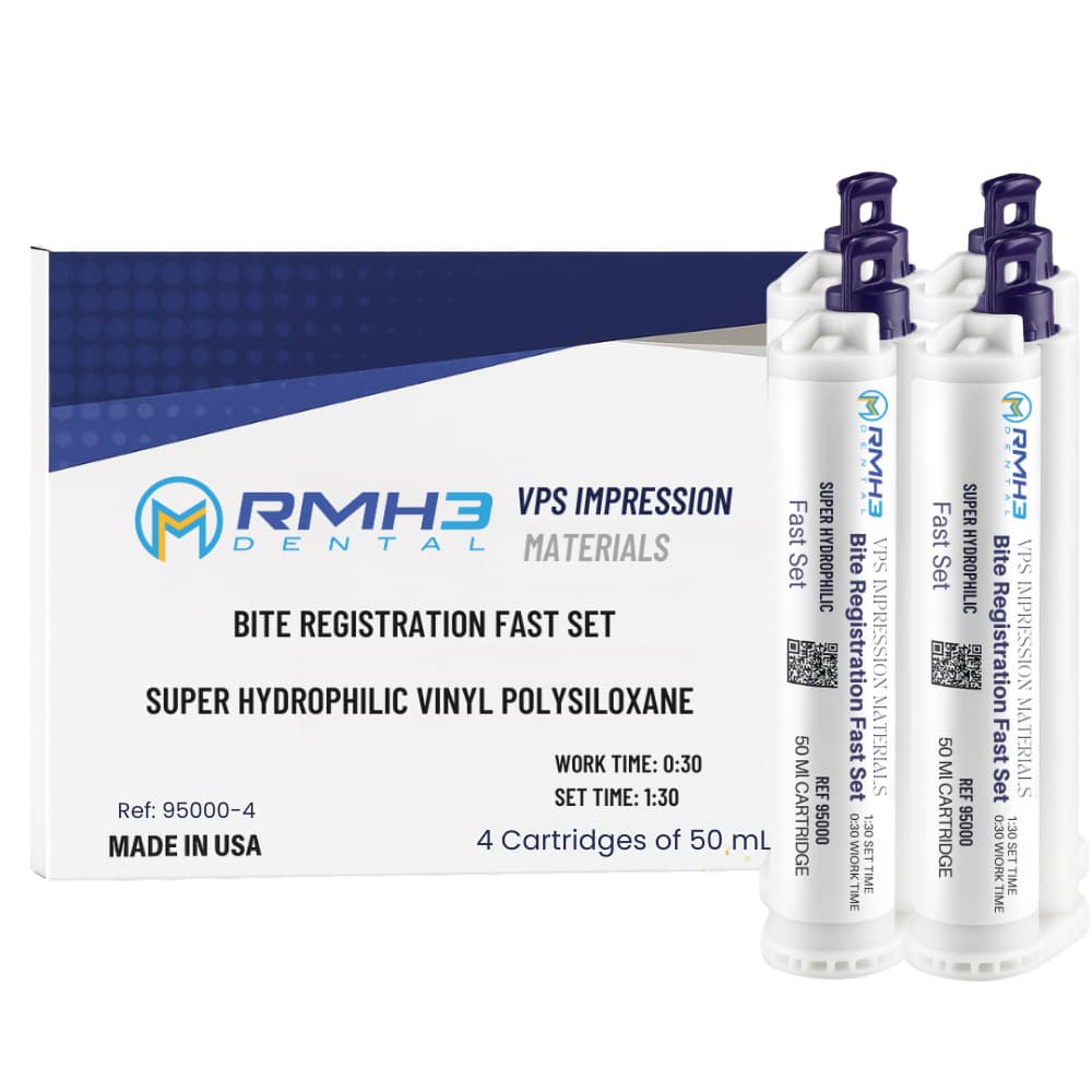 RMH3 Dental Bite Registration Material, Fast Set, Blue, 50mL Cartridges, 4/Pk - RMH3 Dental Bite Registration Material, Fast Set, 50mL Cartridges, 4/Pk - Image 1