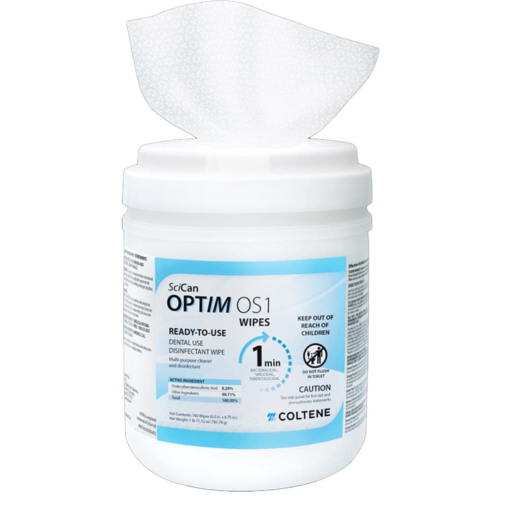 OPTIM OS1 6" x 6.75" RTU Disinfectant Wipes, 160 Wipes/Can, 1/Pk - OPTIM OS1 6" x 6.75" RTU Disinfectant Wipes, 160 Wipes/Can, 1/Pk - Image 1