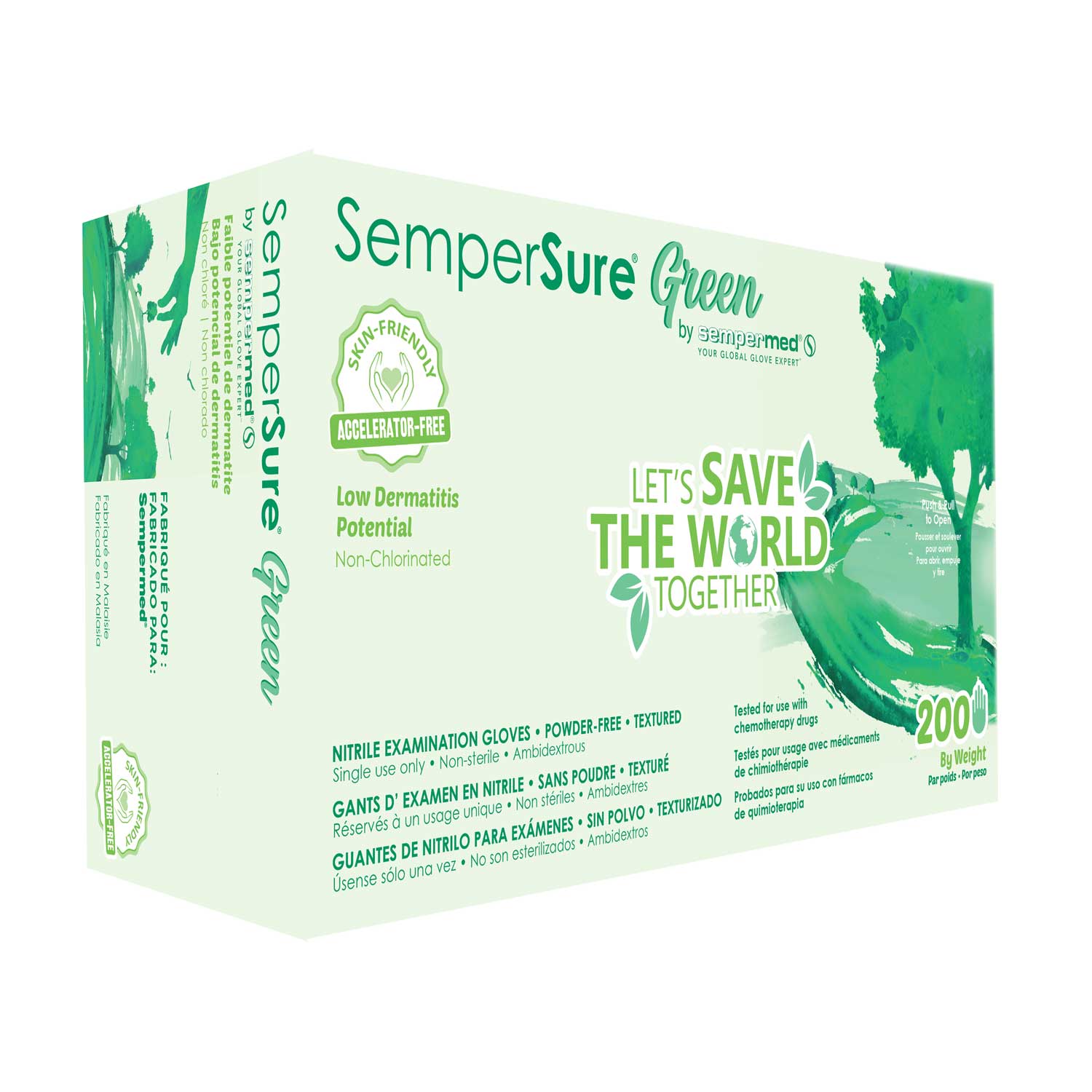 SemperSure Green Powder Free Nitrile Exam Gloves, X-Large, Green, 200/Box - SemperSure Green Powder Free Nitrile Exam Gloves, X-Large, Green, 200/Box - Image 1