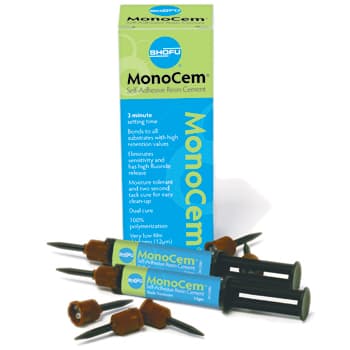 MonoCem BLEACH WHITE Kit, Self-Adhesive Resin Cement, 2 x 3.5g Syringes, 15 Applicator Tips, 2 OneGloss PS Polishers - MonoCem BLEACH WHITE Kit. Self-Adhesive Resin Cement. 2 - 3.5 Gm. Syringe, 15 - Image 1