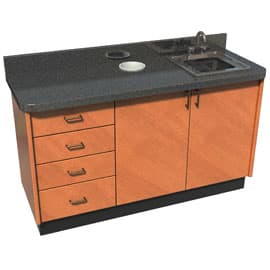 Signature I Dental Assistant's Cabinet, 57"W x 20"D x 37"H, Custom Made, 100% Plywood, Stainless Steel Sink, Touch Latch Doors, Waste Receptacle, Metal Base - Signature I Dental Assistant's Cabinet 57"W x 20"D x 37"H. Custom made - Image 1