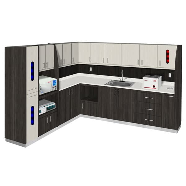 Signature Essential Sterilization Cabinet, L-Shape, 120" - Signature Essential Sterilization Cabinet L shape 120". Drawers/Sliding trash - Image 1