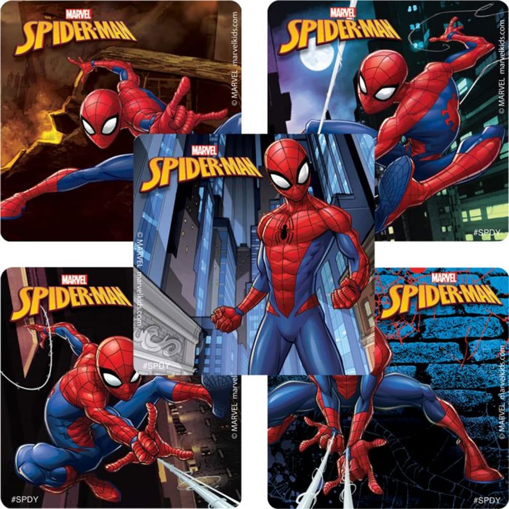SmileMakers Latex-Free Spiderman Stickers, Assorted Designs, 2"-12", 100/Pk - SmileMakers Latex-free Spiderman Stickers, 2"-12", Assorted Designs, 100/Pk - Image 1