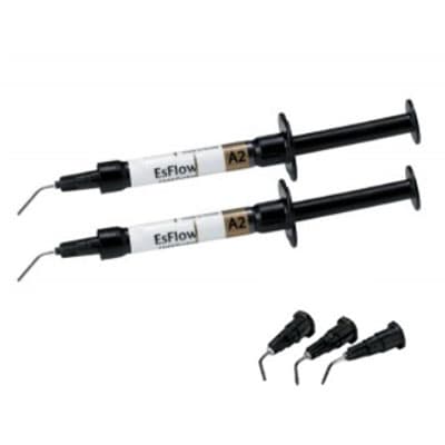 Spident EsFlow A2 Flowable Light-Cured Resin Composite Syringes, Radiopaque, 2 x 2 g Syringes with Tips - EsFlow A2 Syringes. Flowable Light-cured Resin Composite, Radiopaque. 2 - 2 Gm - Image 1