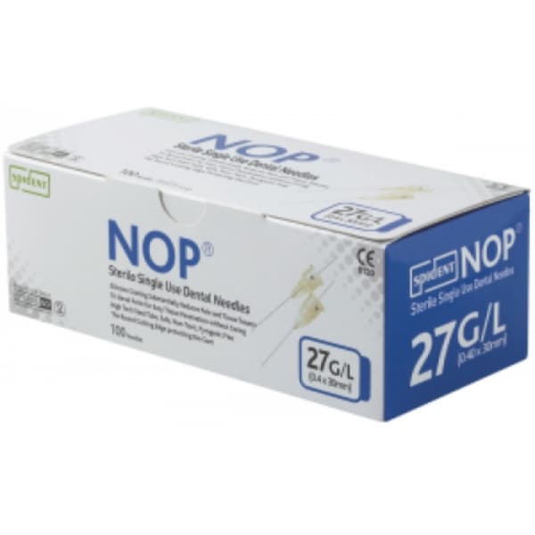Spident 27 Gauge Long Disposable Dental Needles, 0.4 x 30 mm, Box of 100 - Spident 27 gauge Long Disposable Dental Needles (0.4X30mm) Box of 100 needles - Image 1