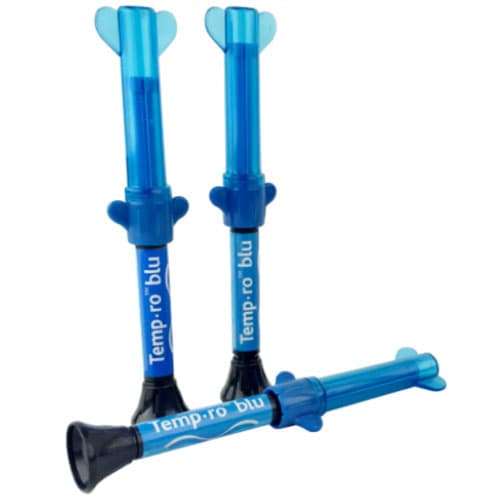 Spident Temp.ro Temporary Filling Material, Blue Shade, Light-Cured, 3 x 3 g Syringes - Temp.ro Temporary Filling Material - BLUE shade, 3 x 3 Gm. Syringes - Image 1