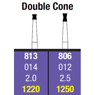 Spring FG #1220 Medium Grit Double Cone Single-Use Diamond Burs, Pack of 25 - Spring FG #1220 Medium grit Double Cone single-use diamond burs, pack of 25 - Image 1