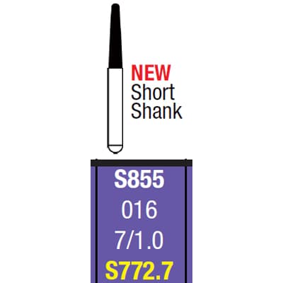 Spring FGSS #S772.7 Medium Grit Round End Taper Single-Use Diamond Bur, 25/Pack - Round End Taper FG Diamond Burs - Image 1