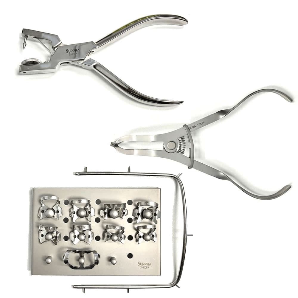 SUPPRA Rubber Dam and Clamps All-in-One Set with Forceps, Punch, Frame, and 9 Clamp Sizes - SUPPRA Rubber Dam and Clamps, All-in-One Set. Includes - Image 1