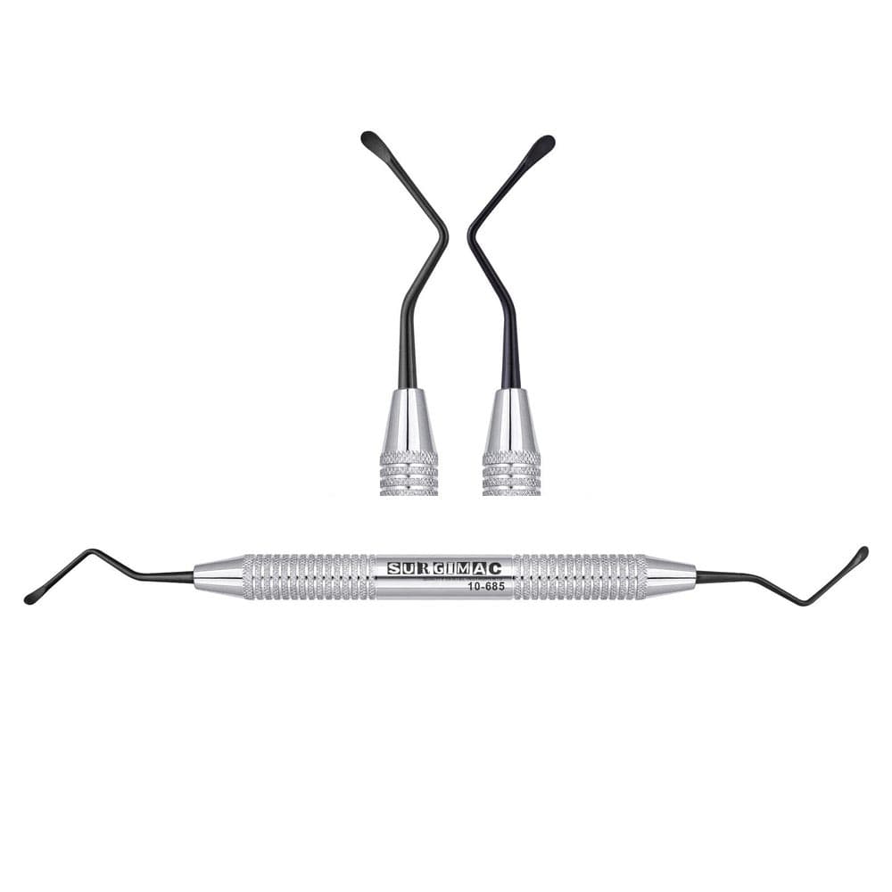 Surgimac Air Series Double-Ended Stainless Steel #85 Lucas Curette, Smooth, 2.5mm, Black (TiN) Tips, 1/Pk - Air Series Double-Ended Stainless Steel #85 Lucas Curette, Smooth, 2.5mm, Black( TiN) Tips, 1/Pk - Image 1