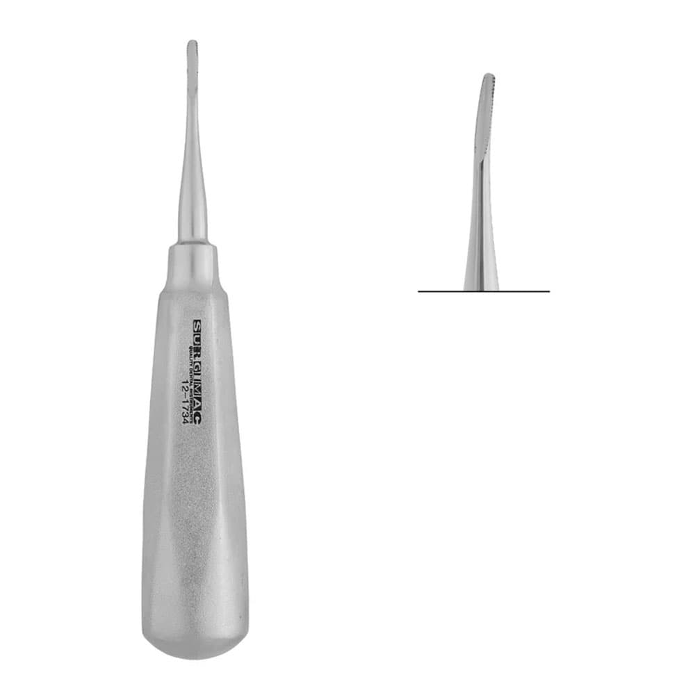 SurgiMac Air Series Stainless Steel 3mm Curved Luxating Elevator, Serrated Tips, 1/Pk - Air Series Stainless Steel 3mm Curved Luxating Elevator, Serrated Tips, 1/Pk - Image 1