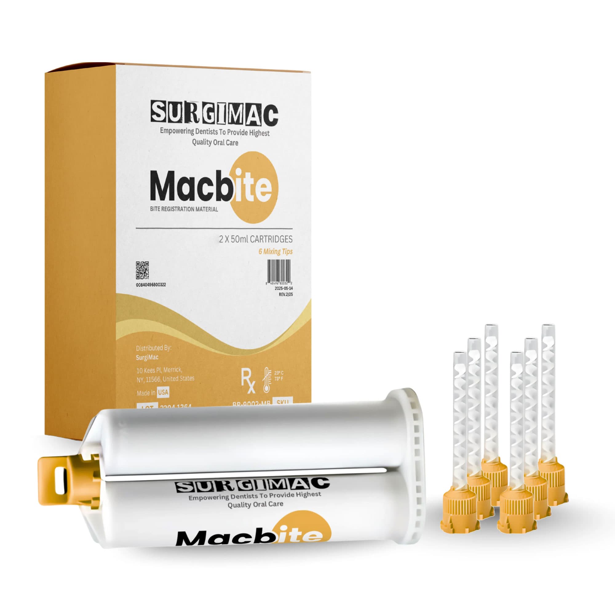MacBite Fast Set VPS Bite Registration Material, Unflavored, Fast Set, 2 x 50mL Cartridges with 6 Mixing Tips - MacBite Fast Set VPS Registration Material, Unflavored Fast Set, 2 - 50mL Cartridges & 6 Mixing Tips - Image 1