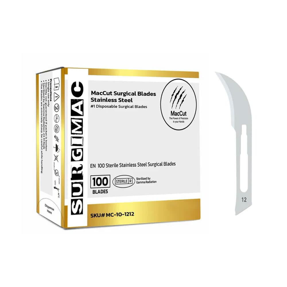 MacCut #12 Sterile Stainless Steel Surgical Scalpel Blade, 100/Box - MacCut #12 Sterile Stainless Steel Surgical Scalpel Blade, 100/Box - Image 1