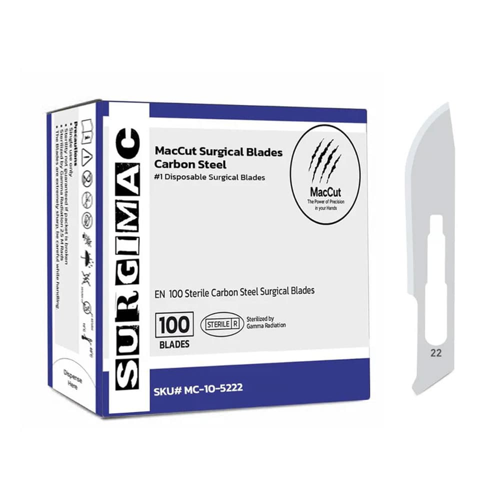 MacCut #22 Sterile Carbon Steel Surgical Scalpel Blade, 100/Box - MacCut #22 Sterile Carbon Steel Surgical Scalpel Blade, 100/Box - Image 1