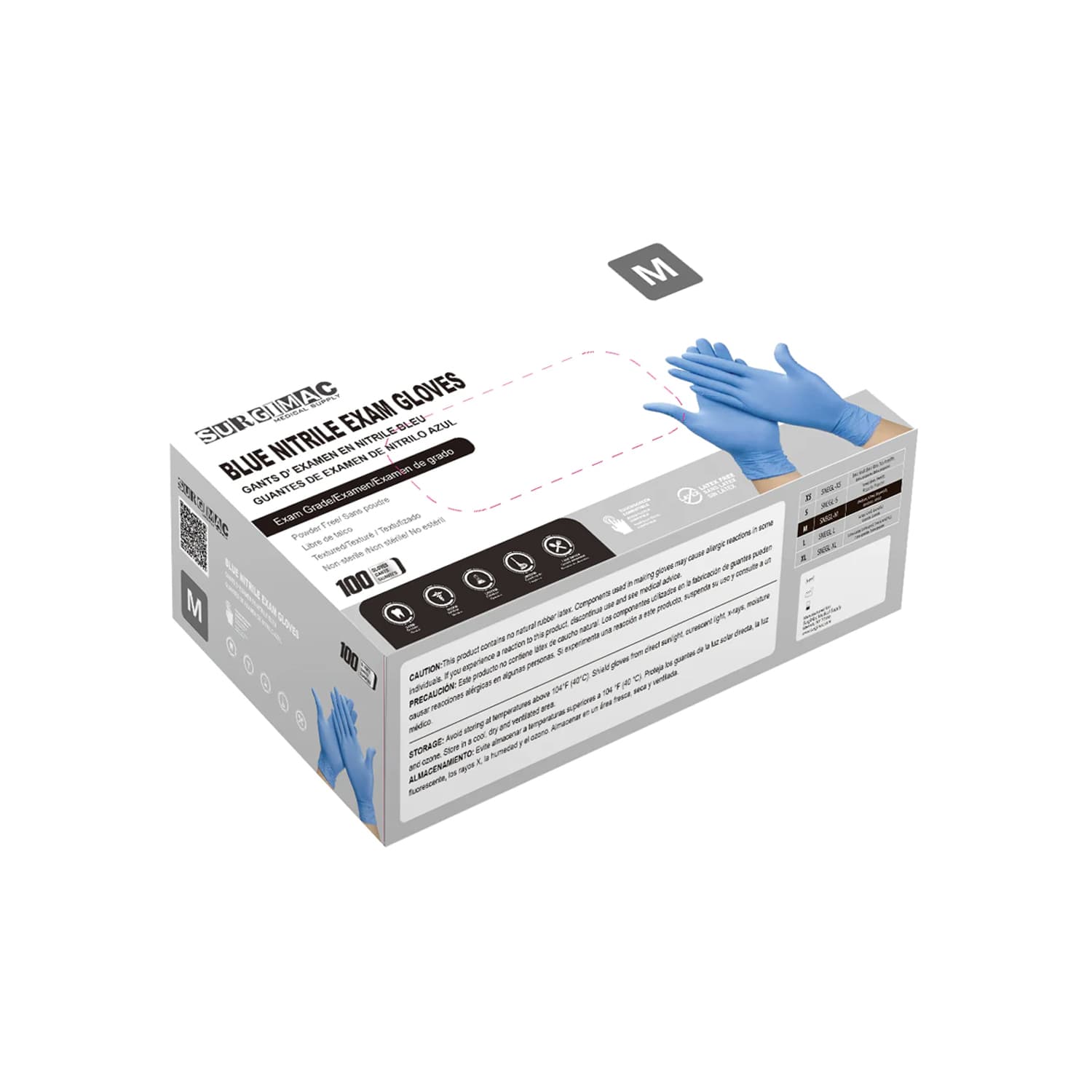 MaxSoft Nitrile Exam Gloves, Medium, Blue, Powder-Free, Latex-Free, 100/Box - MaxSoft Nitrile Exam Gloves, Medium, Blue, 100/Bx - Image 1