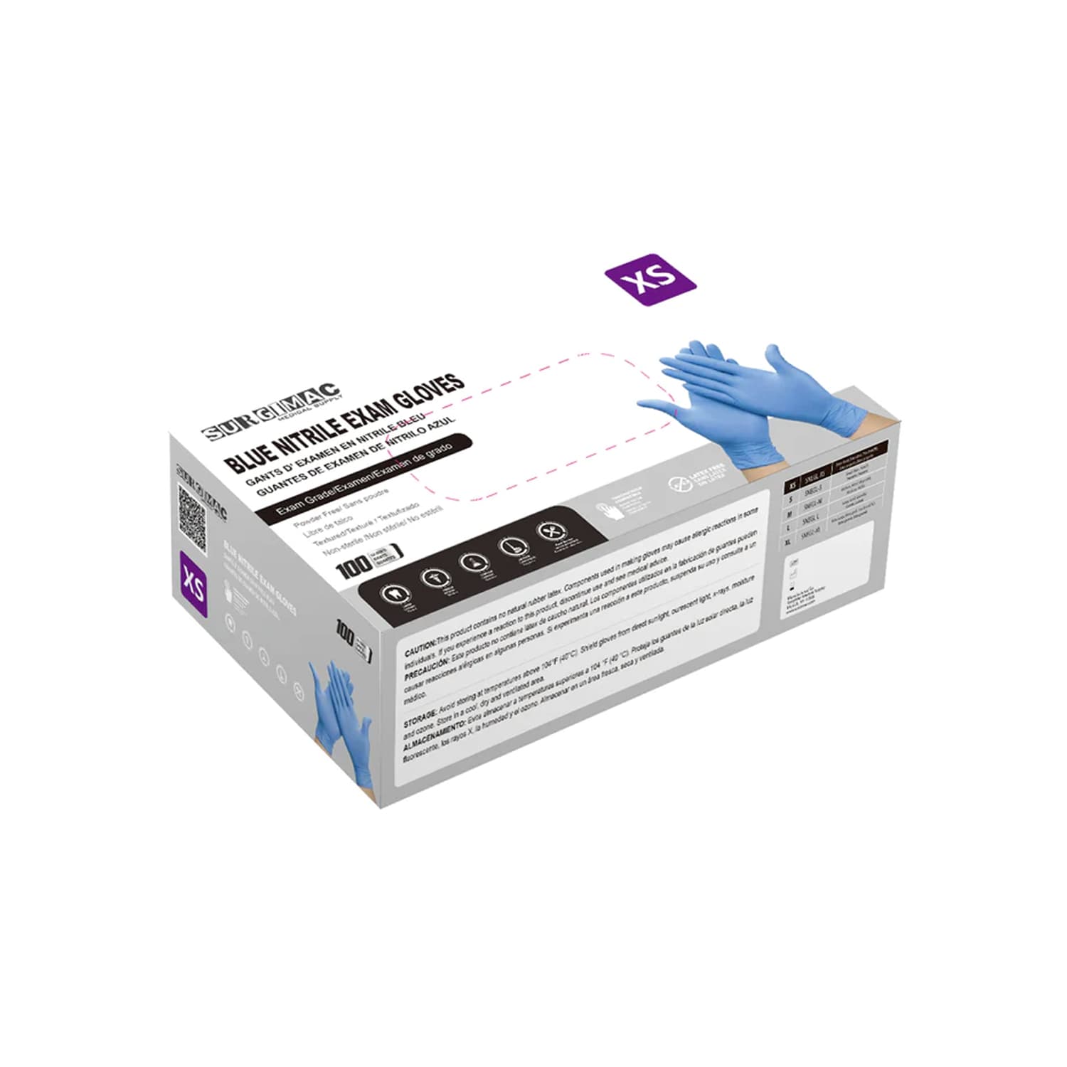 MaxSoft Nitrile Exam Gloves, X-Small, Blue, Powder-Free, Latex-Free, 100/Box - MaxSoft Nitrile Exam Gloves, X-Small, Blue, 100/Bx - Image 1