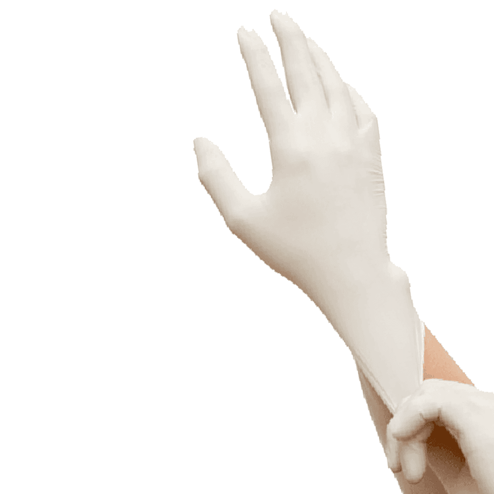MaxTouch Powder Free Latex Exam Gloves, Medium, White, 100/Box - MaxTouch Powder Free Latex Exam Gloves, Medium, White, 100/Box - Image 1