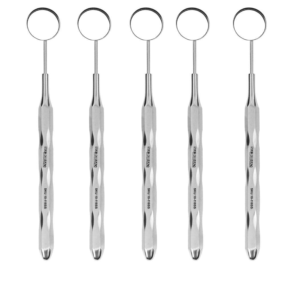 SurgiMac #5 Front Surface Mirror with Ergonomic Handle, Simple Stem, 5/Pk - SurgiMac #5 Front Surface Mirror with Ergonomic Handle, Simple Stem, 5/Pk - Image 1
