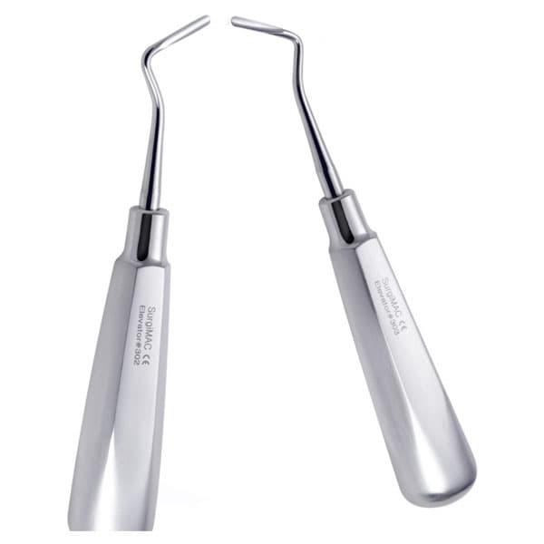 SurgiMac #302 and #303 Apical Elevators for Root Extraction, 2/Pk, 420 Stainless Steel - SurgiMac #302 and #303 Apical Elevators for Root Extracting, 2/Pk - Image 1