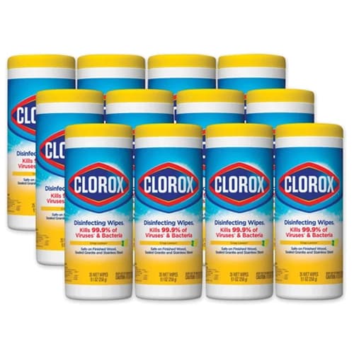 Clorox Disinfecting Wipes, Crisp Lemon, 35 Wipes per Canister, Case of 12 Canisters - Clorox Disinfecting Wipes Crisp Lemon Case of 12x 35/Can. Cleans and Disinfects - Image 1