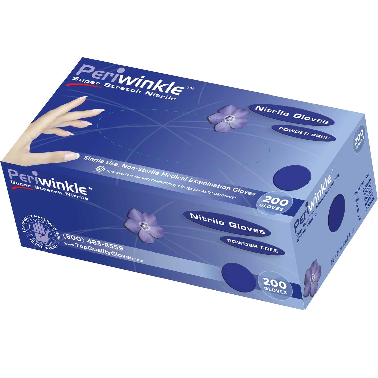 Periwinkle Nitrile Exam Gloves, Powder Free, Medium, Blue, 200/Box, Case of 10 - Periwinkle Nitrile Exam Gloves, Powder Free, Medium, Blue, 200/Box, Case of 10 - Image 1