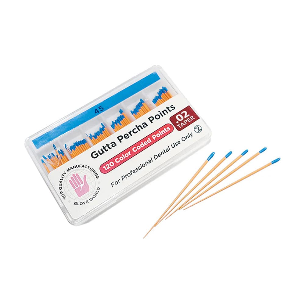 Top Quality Manufacturing Gutta Percha Points, Size #45, Taper .02, 120/Box - Top Quality Manufacturing Gutta Percha Points, Size #45, Taper .02, 120/Box - Image 1