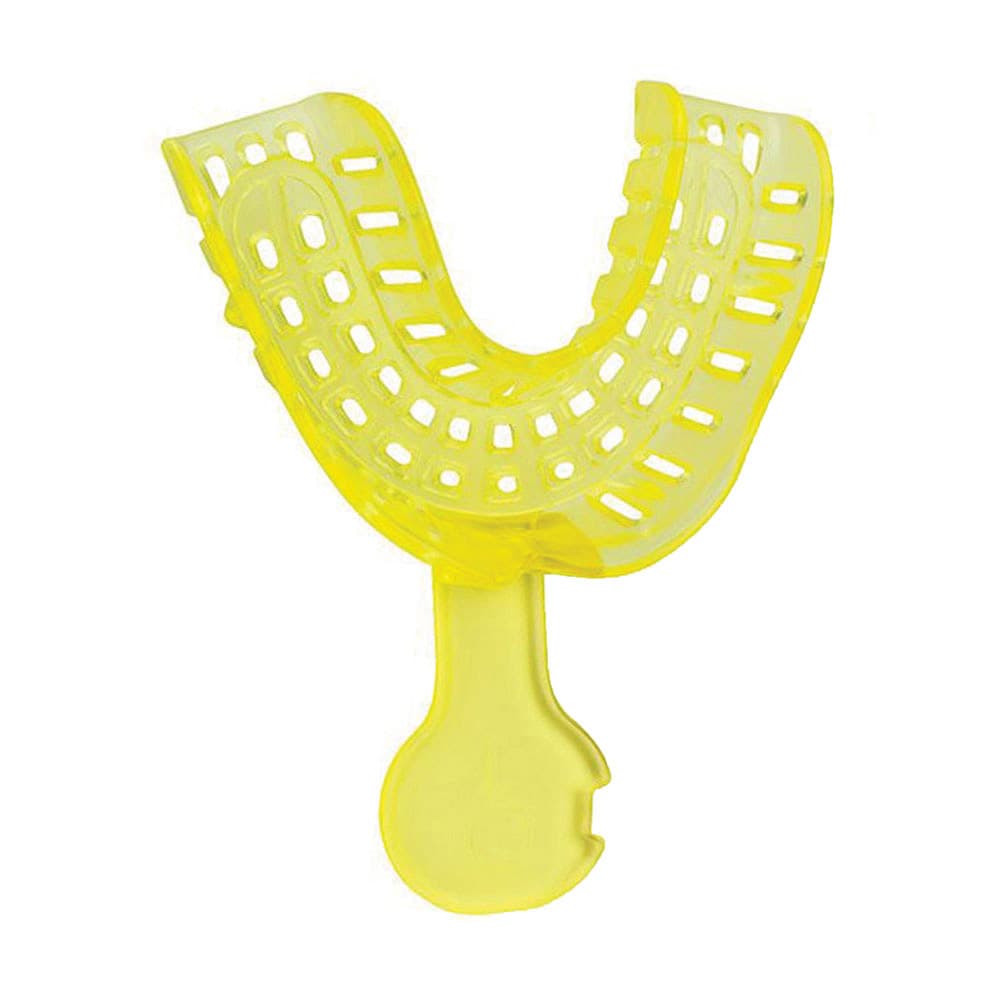 Top Quality Manufacturing Color-Brite/Crystal Colors Perforated Impression Trays, Large Lower, Yellow, 12/Box - Top Quality Manufacturing Color-Brite/Crystal Colors Perforated Impression Trays, Large Lower, Yellow, 12/Box - Image 1