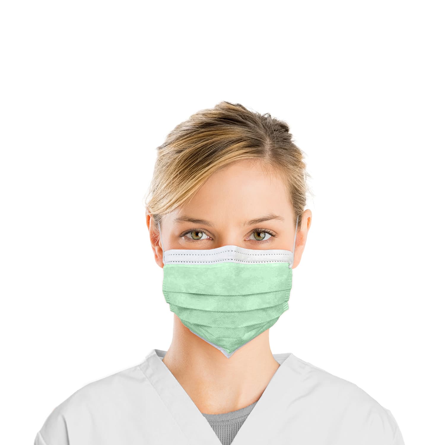 Top Quality Manufacturing 3-Ply ASTM Level 1 Earloop Face Mask, Green, 50/Box - Top Quality Manufacturing 3-Ply ASTM 1 Earloop Face Mask, Green, 50/Box - Image 1