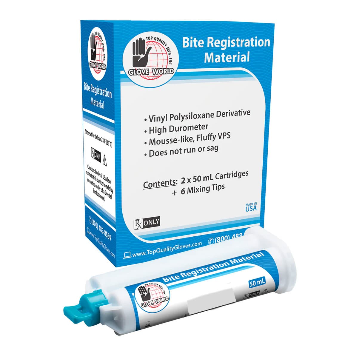 Top Quality Manufacturing Bite Registration Material, Fast Set, Mint Chocolate Chip, 2 x 50 mL Cartridges with 6 Mix Tips - Top Quality Manufacturing Bite Registration, Fast Set, Mint Choclate Chip, 2 x - Image 1